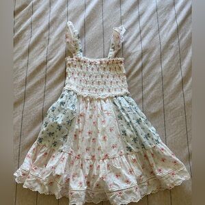 Floral Kids Dress in White and Pink